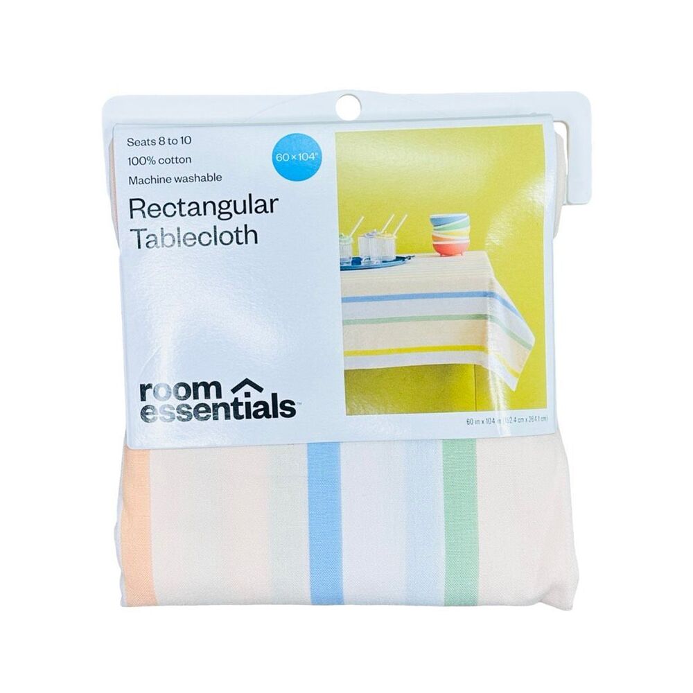 Room Essentials Striped Rectangular Reusable Table Cloth - 104” x 60” - Picture 2 of 4